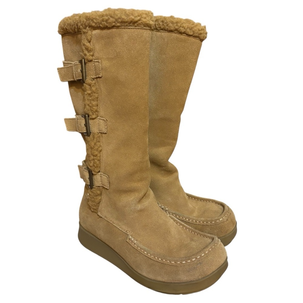 Aldo boots tan suede platform buckle detail size 6.5 US women’s